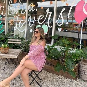Off the shoulder flower printed dress